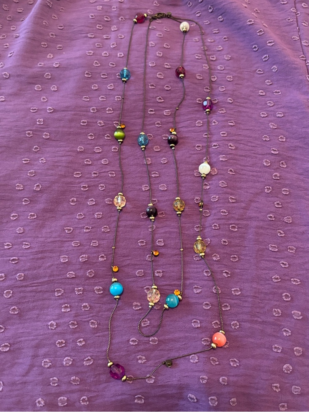 Multicolor Beaded Long Necklace - Colorful Glass & Resin Beads